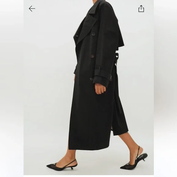 RAEY - BLACK TRENCH COAT - SIZE 4 US